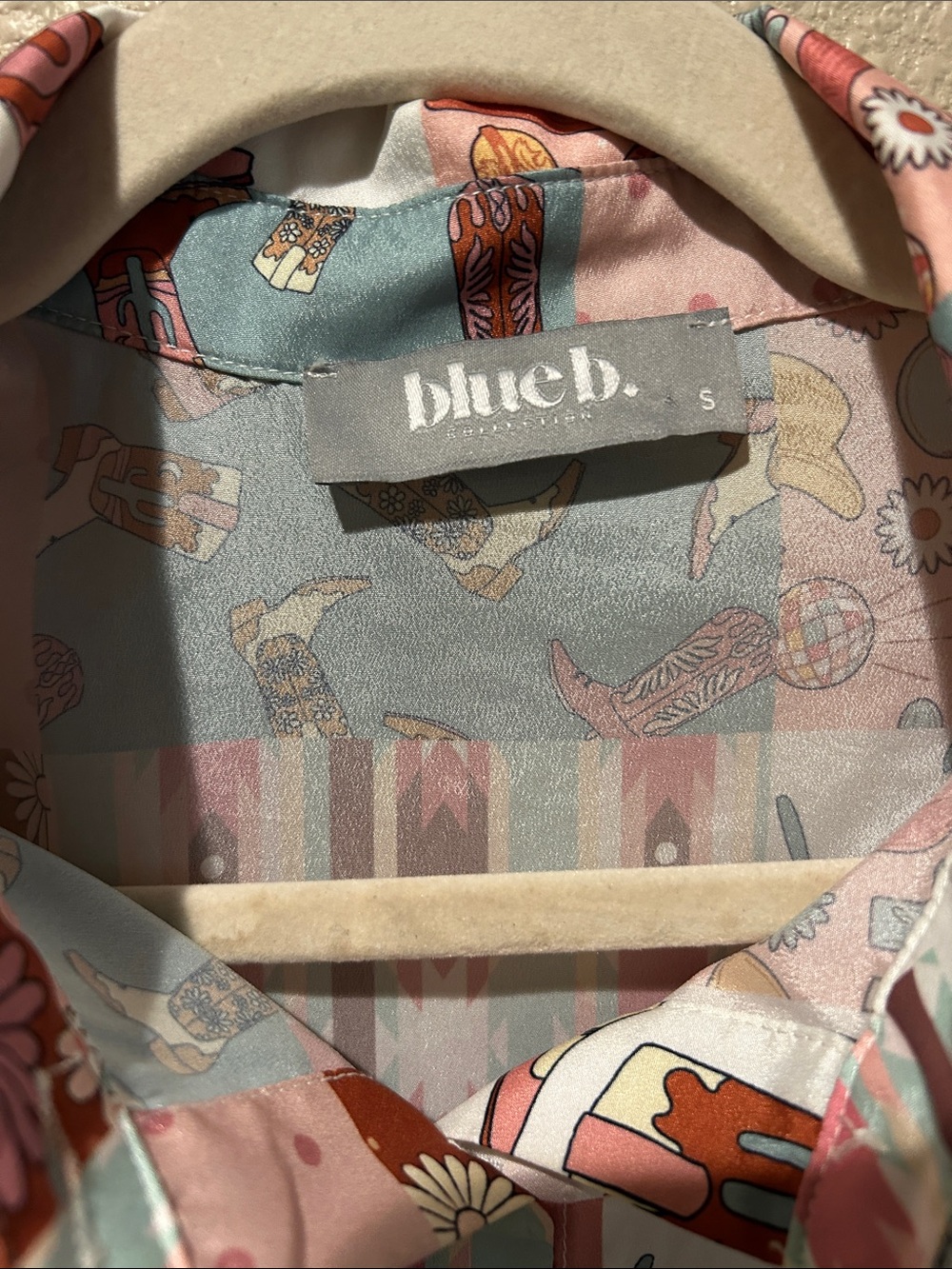 blue.b. Pink & Multi-Pattern Button-Up Blouse - Picture 2 of 5